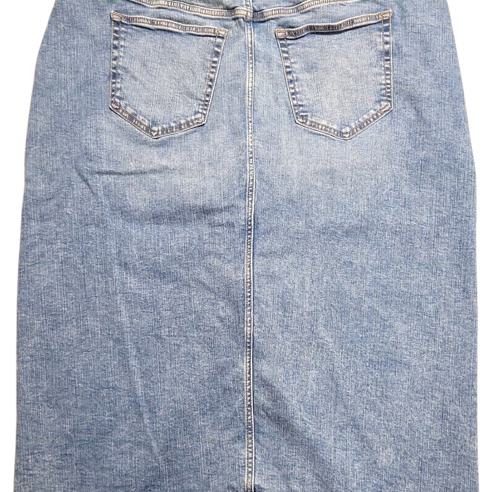 Torrid Denim A-Line Front Slit Midi Jean Skirt Size 18 Blue Pockets Retro - Picture 4 of 11